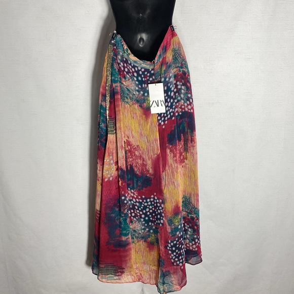 Zara Multicolored Jewel Midi Skirt Size S - Picture 9 of 16